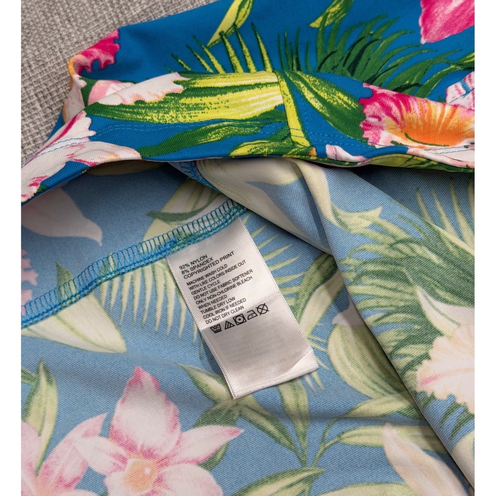 Tommy Bahama IslandZone Dress Womens Med Blue Tropical Floral Quarter Zip Golf - Picture 5 of 5